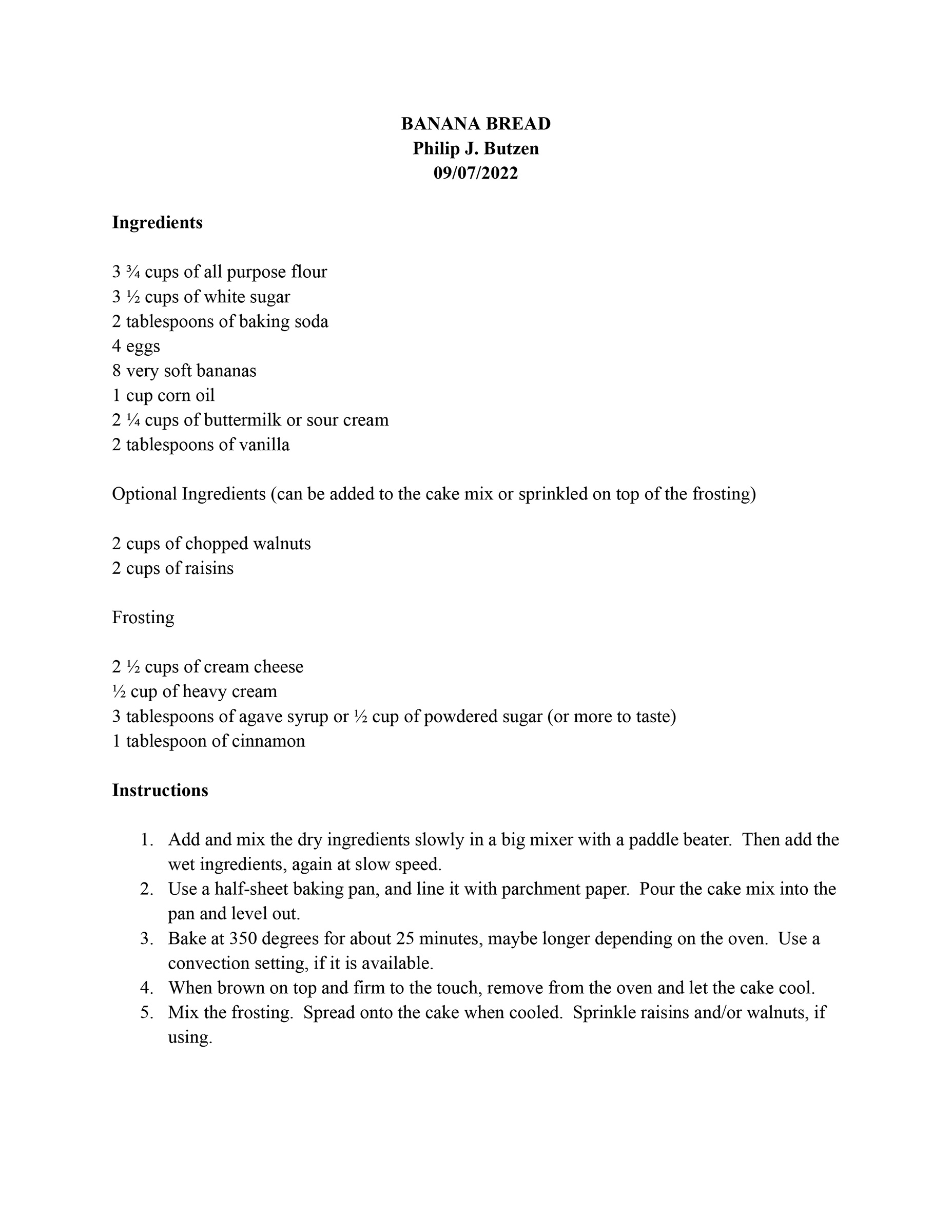 Banana Bread Recipe