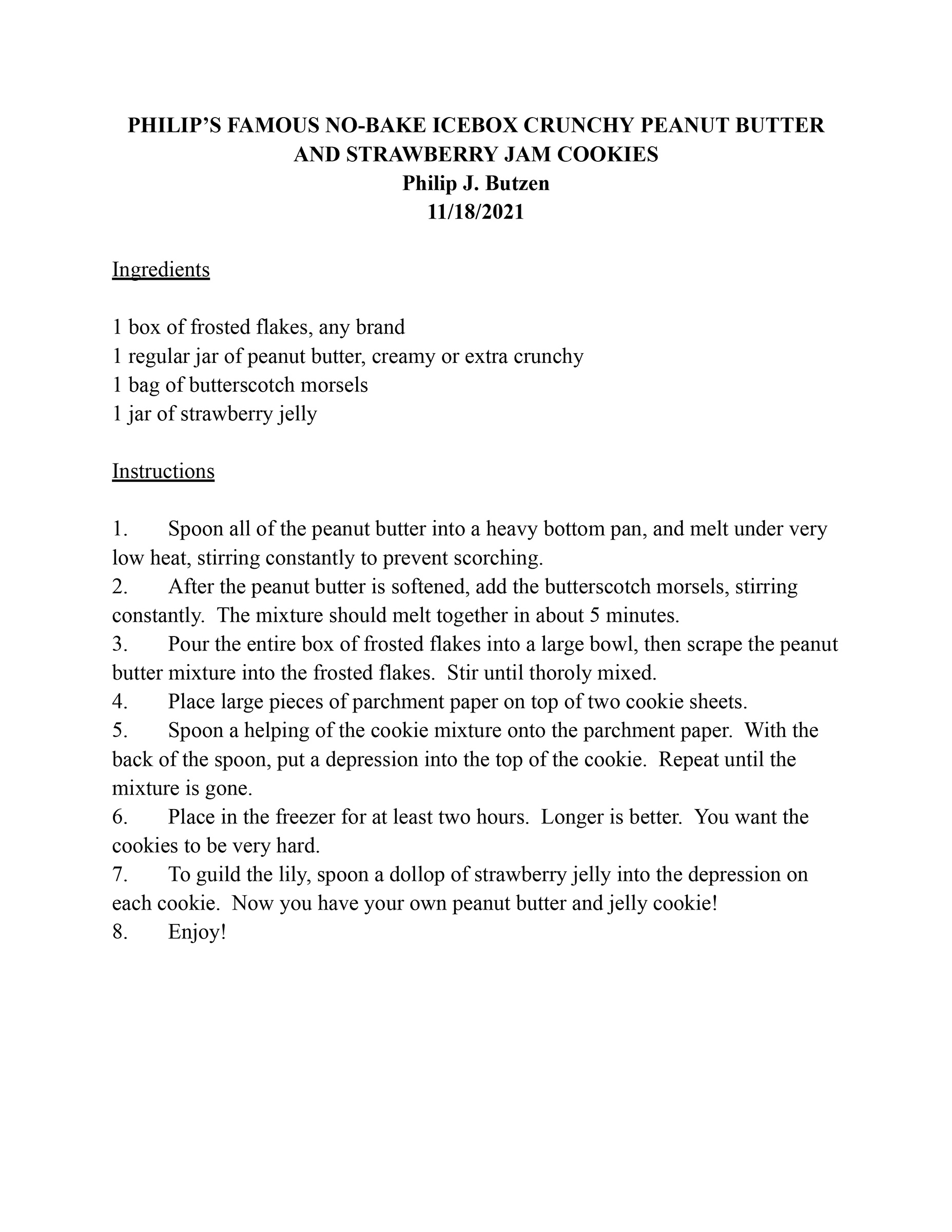 Cold Peanut Butter Cookies Recipe