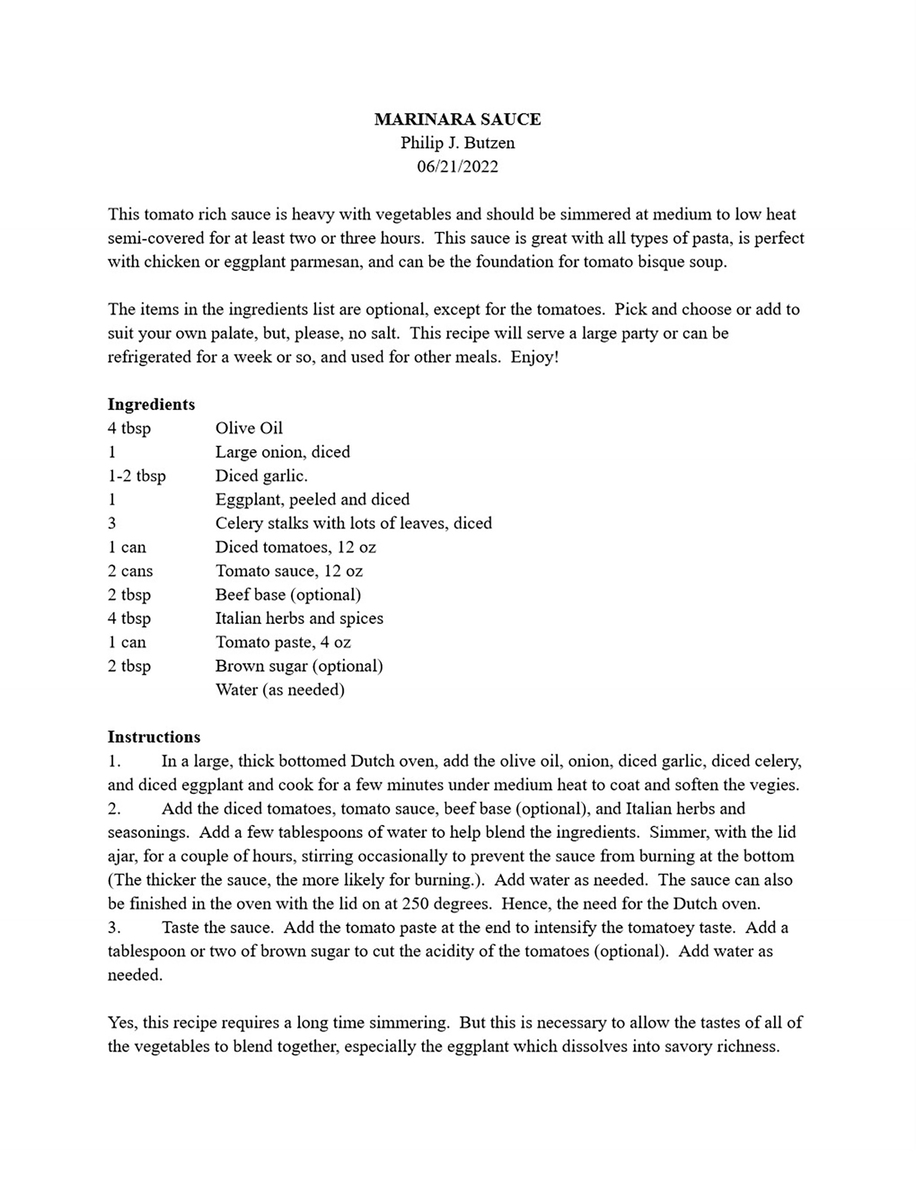 Marinara Sauce Recipe