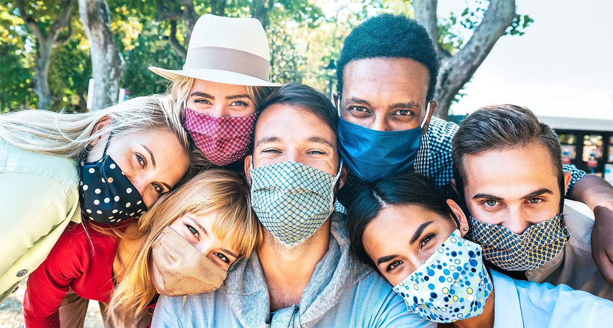 People wearing masks for health protection