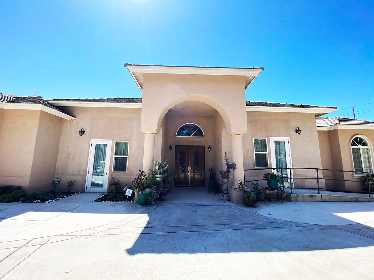 Facade at entrance porch and front door