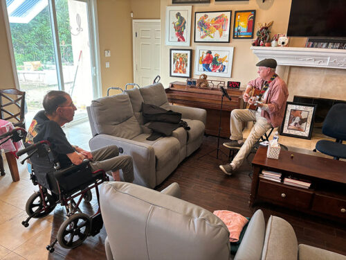 Residents enjoying some music