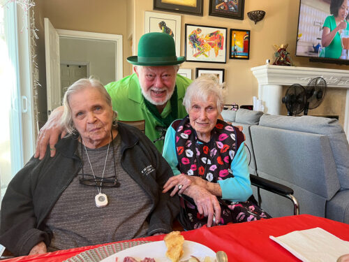 Philip on St Patrick's Day with residents